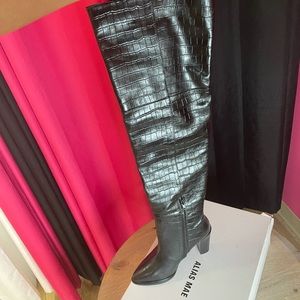Black Croc High Heel Boots